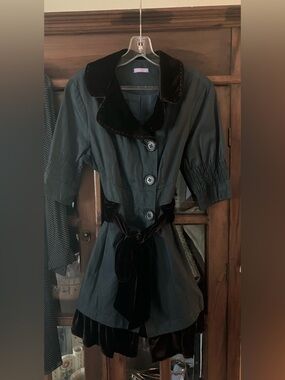 Y apparel Tafeta and Velvet Statement Trench